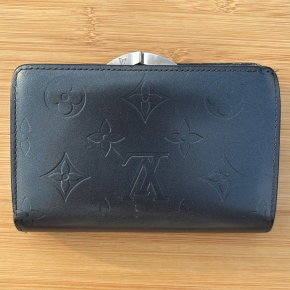 Louis Vuitton Vernis Porte Monnaie Viennois Bifold Kiss Lock Vintage Wallet Blue - Picture 3 of 16